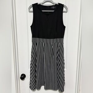Chic Black and White Striped Midi Dress